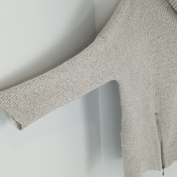 Soft Gray Cowl Neck Side Zip poncho Sweater XL Extra Large - Picture 5 of 9